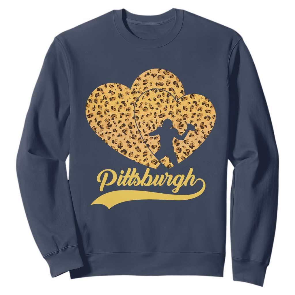 Vintage Leopard Heart Pittsburgh Pride Sweatshirt Football Lover Gift