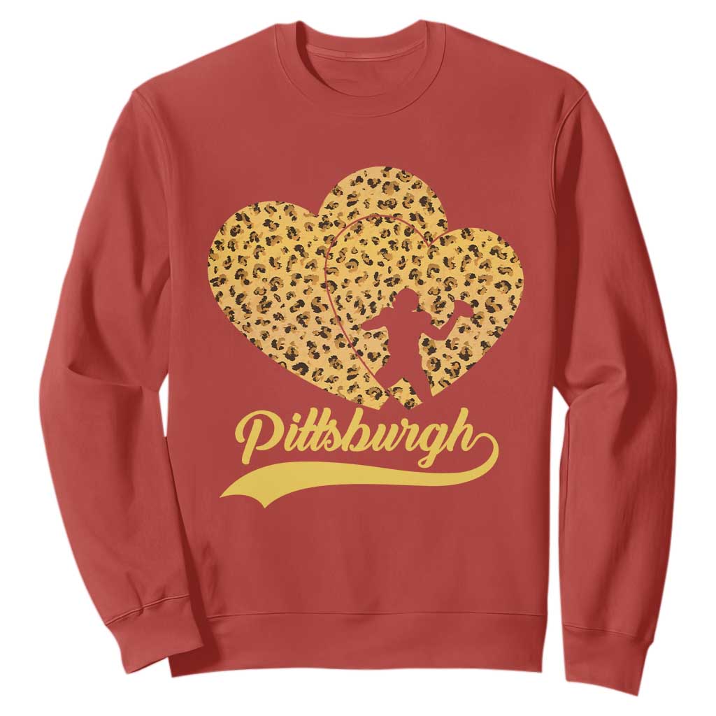 Vintage Leopard Heart Pittsburgh Pride Sweatshirt Football Lover Gift