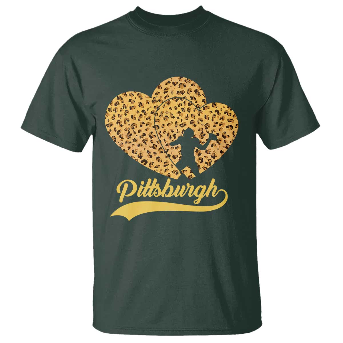 Vintage Leopard Heart Pittsburgh Pride T Shirt Football Lover Gift