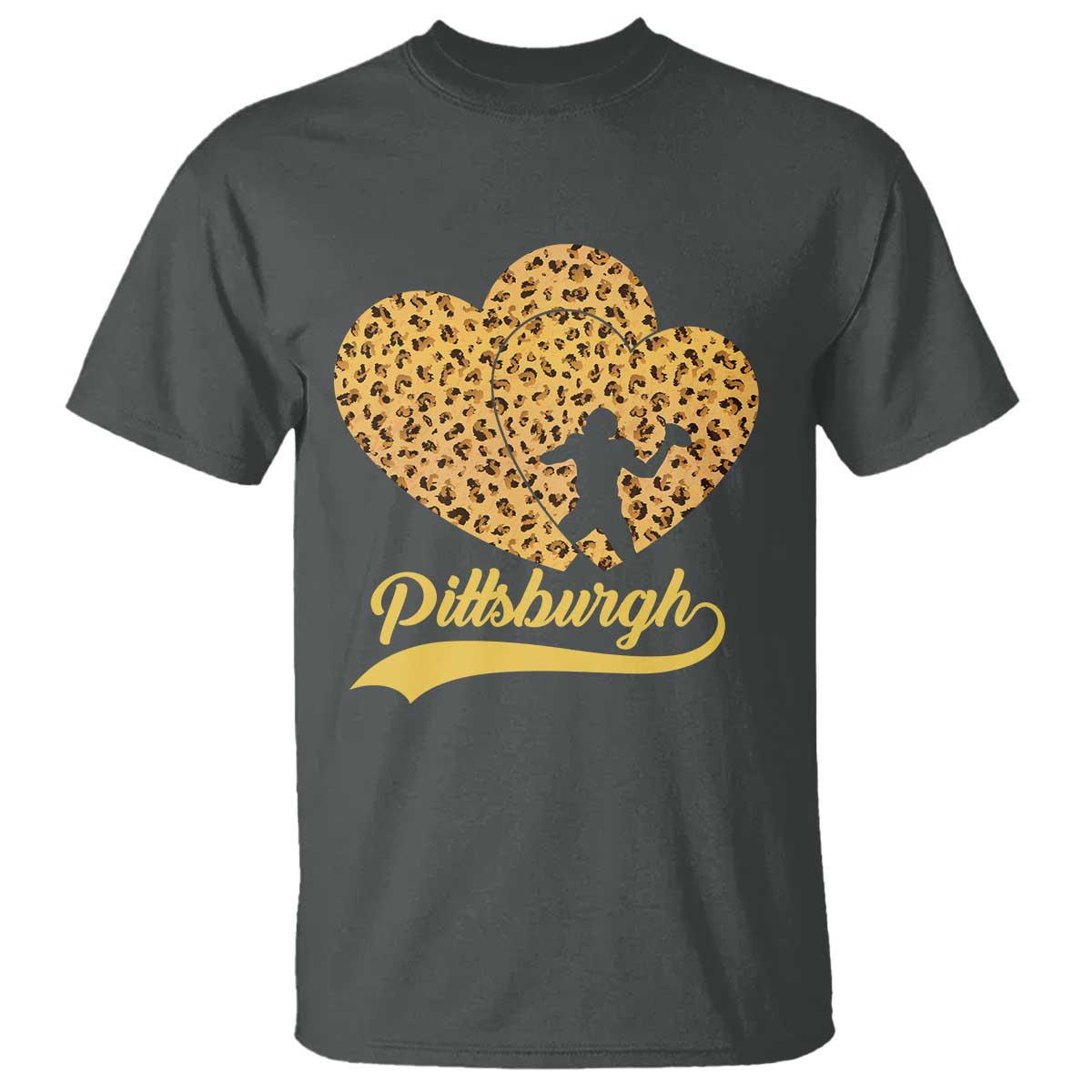 Vintage Leopard Heart Pittsburgh Pride T Shirt Football Lover Gift