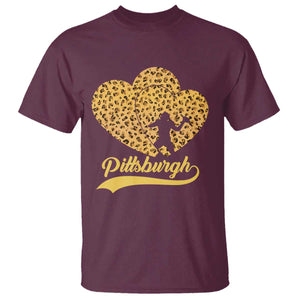 Vintage Leopard Heart Pittsburgh Pride T Shirt Football Lover Gift