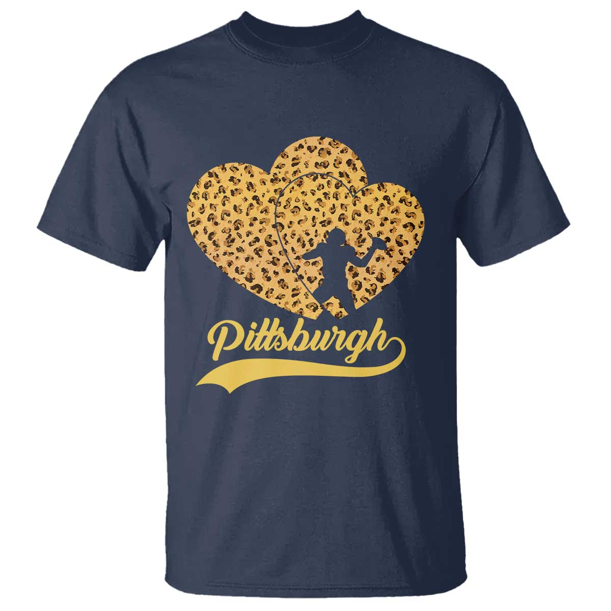 Vintage Leopard Heart Pittsburgh Pride T Shirt Football Lover Gift