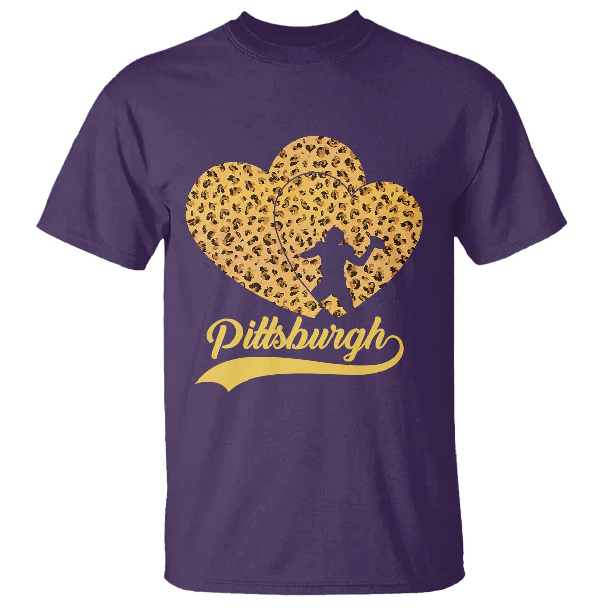 Vintage Leopard Heart Pittsburgh Pride T Shirt Football Lover Gift