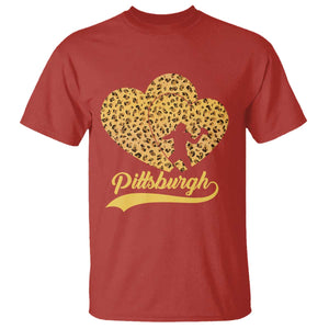 Vintage Leopard Heart Pittsburgh Pride T Shirt Football Lover Gift