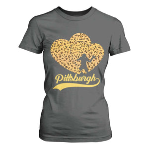 Vintage Leopard Heart Pittsburgh Pride T Shirt For Women Football Lover Gift