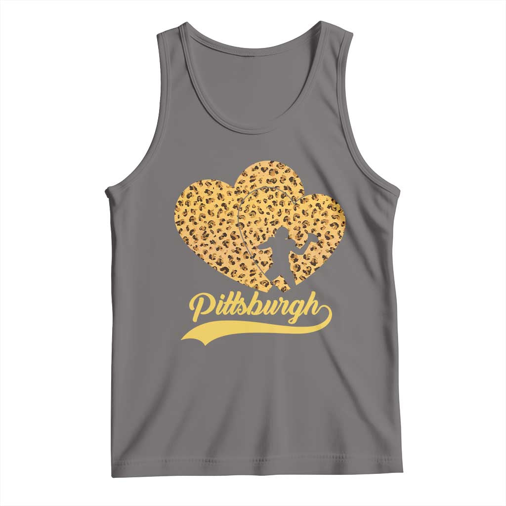 Vintage Leopard Heart Pittsburgh Pride Tank Top Football Lover Gift