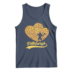 Vintage Leopard Heart Pittsburgh Pride Tank Top Football Lover Gift