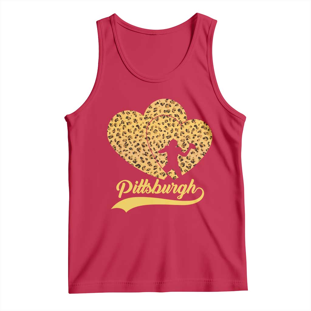 Vintage Leopard Heart Pittsburgh Pride Tank Top Football Lover Gift