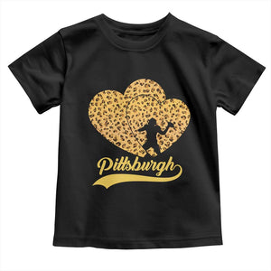 Vintage Leopard Heart Pittsburgh Pride Toddler T Shirt Football Lover Gift
