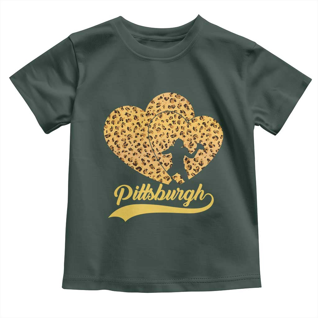 Vintage Leopard Heart Pittsburgh Pride Toddler T Shirt Football Lover Gift