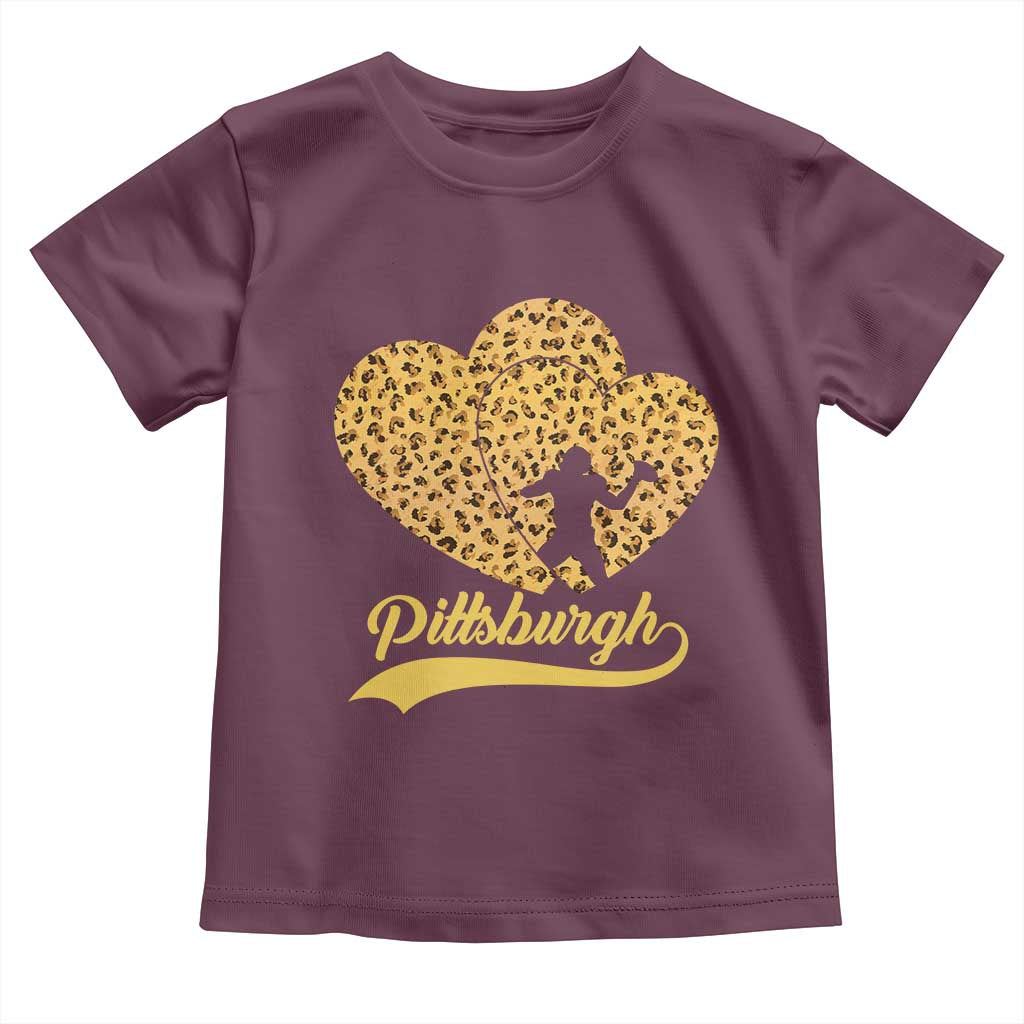 Vintage Leopard Heart Pittsburgh Pride Toddler T Shirt Football Lover Gift