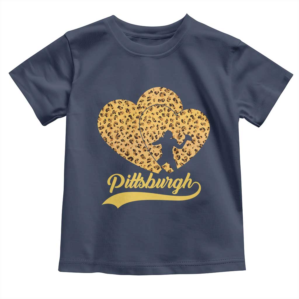 Vintage Leopard Heart Pittsburgh Pride Toddler T Shirt Football Lover Gift