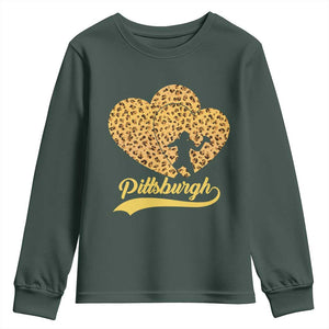 Vintage Leopard Heart Pittsburgh Pride Youth Sweatshirt Football Lover Gift