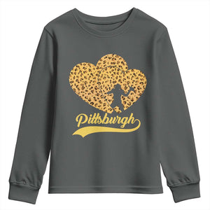 Vintage Leopard Heart Pittsburgh Pride Youth Sweatshirt Football Lover Gift
