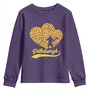Vintage Leopard Heart Pittsburgh Pride Youth Sweatshirt Football Lover Gift