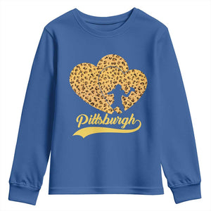 Vintage Leopard Heart Pittsburgh Pride Youth Sweatshirt Football Lover Gift