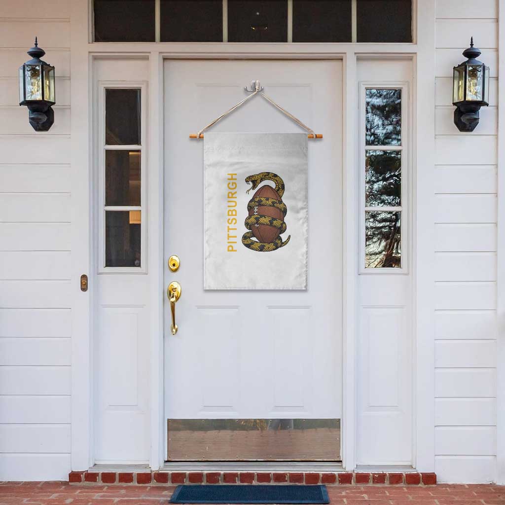 Vintage Black And Gold Rattlesnake Garden Flag Pittsburgh Sports Fan