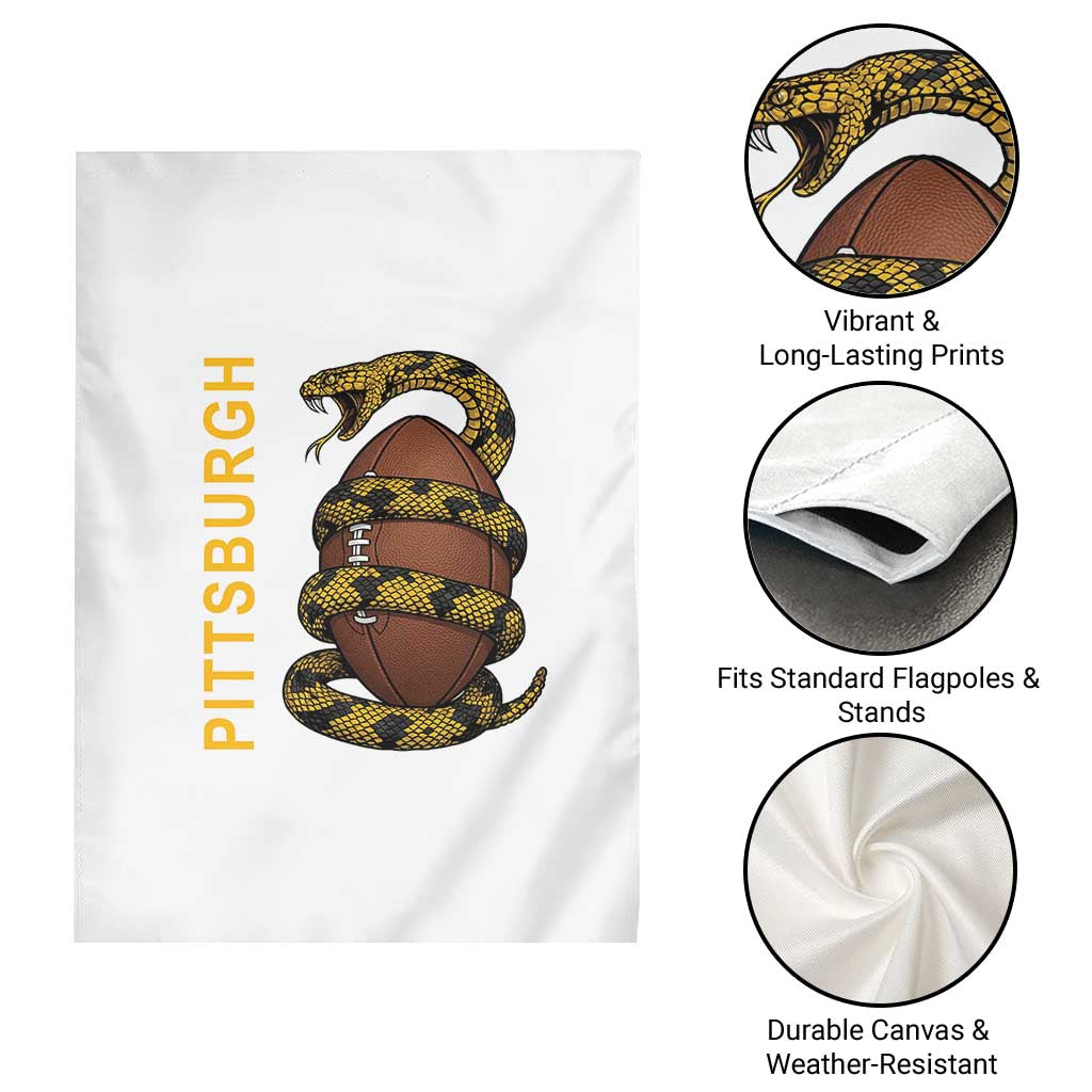 Vintage Black And Gold Rattlesnake Garden Flag Pittsburgh Sports Fan