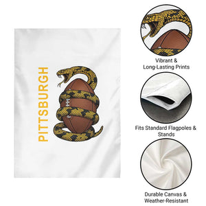 Vintage Black And Gold Rattlesnake Garden Flag Pittsburgh Sports Fan