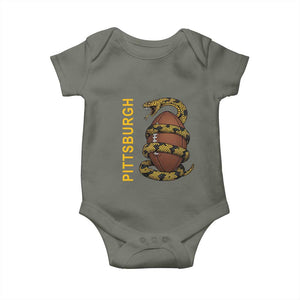 Vintage Black And Gold Rattlesnake Baby Onesie Pittsburgh Sports Fan