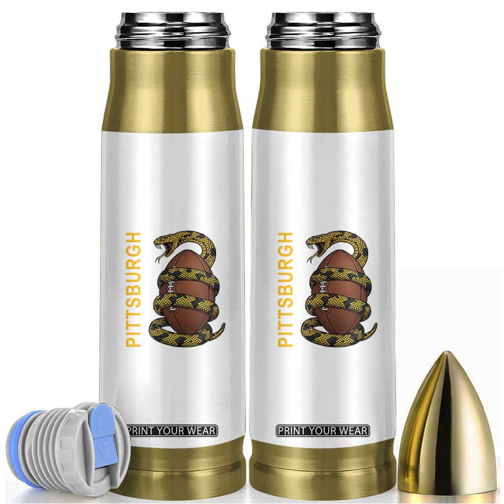 Vintage Black And Gold Rattlesnake Bullet Tumbler Pittsburgh Sports Fan