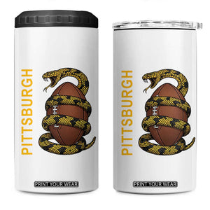 Vintage Black And Gold Rattlesnake 4 in 1 Can Cooler Tumbler Pittsburgh Sports Fan