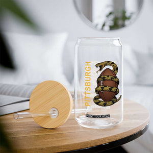 Vintage Black And Gold Rattlesnake Glass Can Pittsburgh Sports Fan