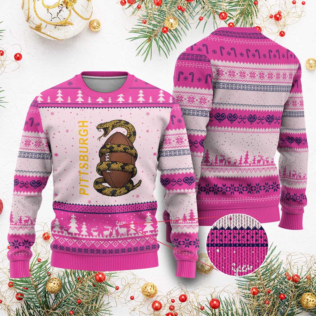 Vintage Black And Gold Rattlesnake Ugly Christmas Sweater Pittsburgh Sports Fan
