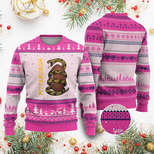 Vintage Black And Gold Rattlesnake Ugly Christmas Sweater Pittsburgh Sports Fan
