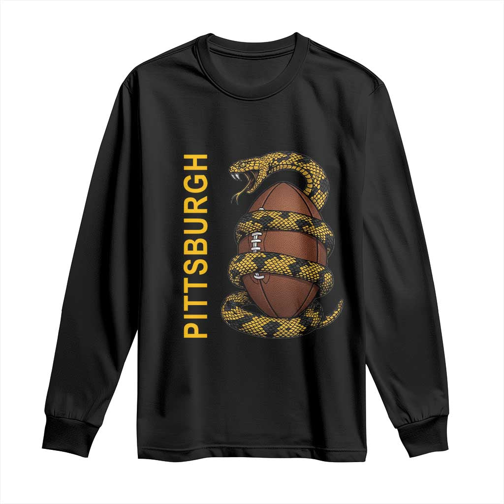 Vintage Black And Gold Rattlesnake Long Sleeve Shirt Pittsburgh Sports Fan