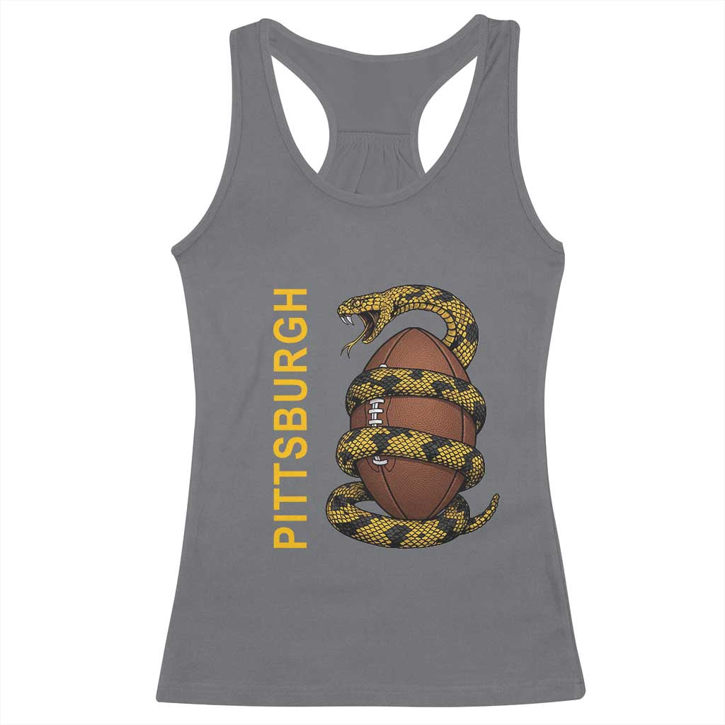 Vintage Black And Gold Rattlesnake Racerback Tank Top Pittsburgh Sports Fan