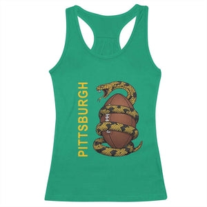 Vintage Black And Gold Rattlesnake Racerback Tank Top Pittsburgh Sports Fan