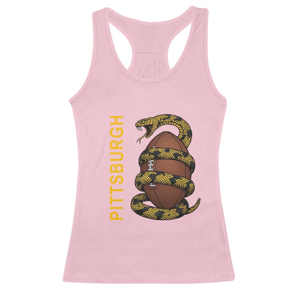 Vintage Black And Gold Rattlesnake Racerback Tank Top Pittsburgh Sports Fan