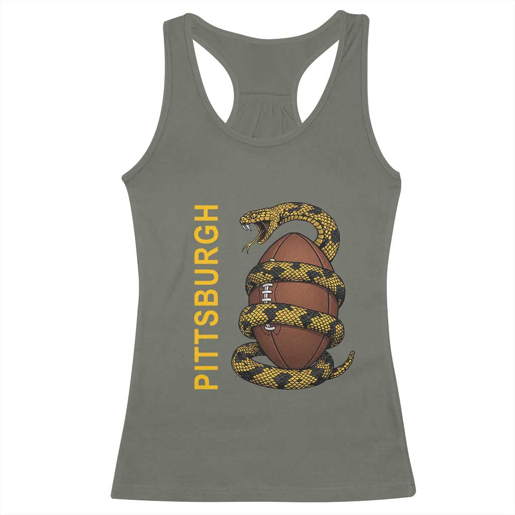 Vintage Black And Gold Rattlesnake Racerback Tank Top Pittsburgh Sports Fan