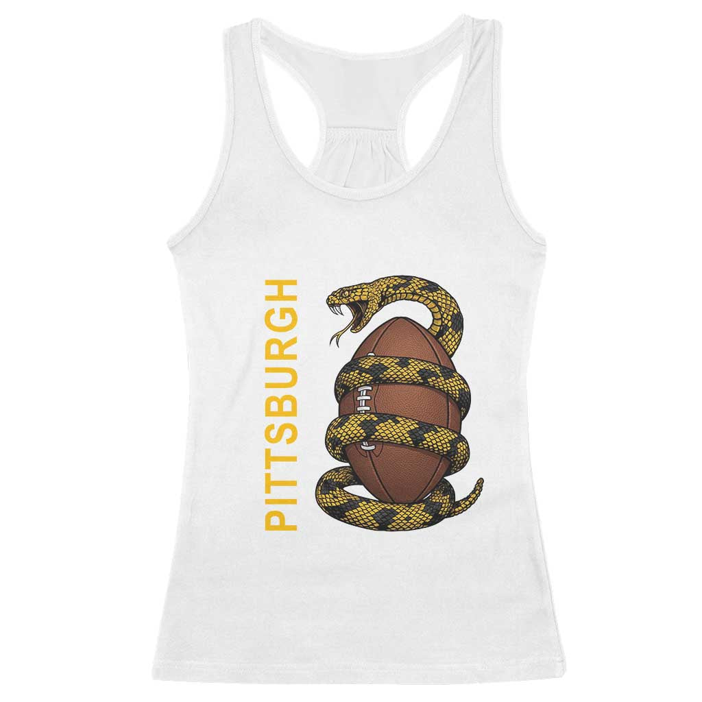 Vintage Black And Gold Rattlesnake Racerback Tank Top Pittsburgh Sports Fan TS12 White Print Your Wear
