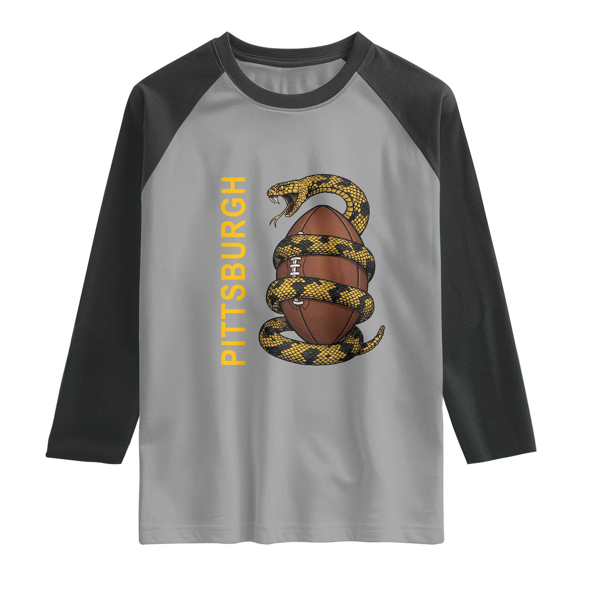 Vintage Black And Gold Rattlesnake Raglan Shirt Pittsburgh Sports Fan