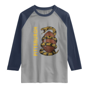 Vintage Black And Gold Rattlesnake Raglan Shirt Pittsburgh Sports Fan
