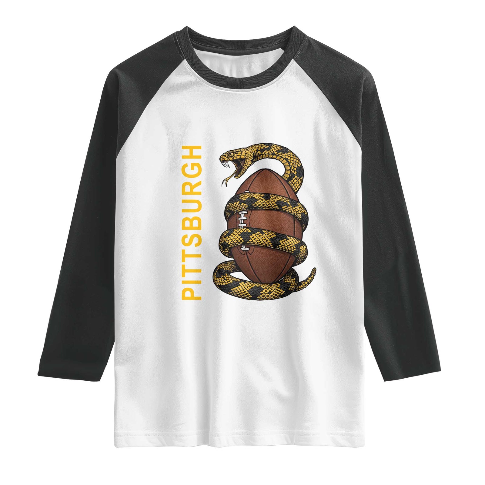 Vintage Black And Gold Rattlesnake Raglan Shirt Pittsburgh Sports Fan TS12 White Black Print Your Wear