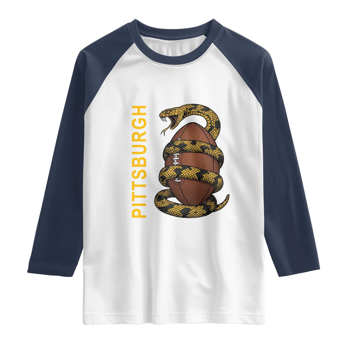 Vintage Black And Gold Rattlesnake Raglan Shirt Pittsburgh Sports Fan