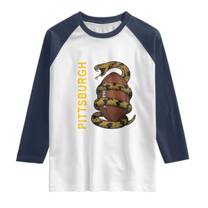 Vintage Black And Gold Rattlesnake Raglan Shirt Pittsburgh Sports Fan
