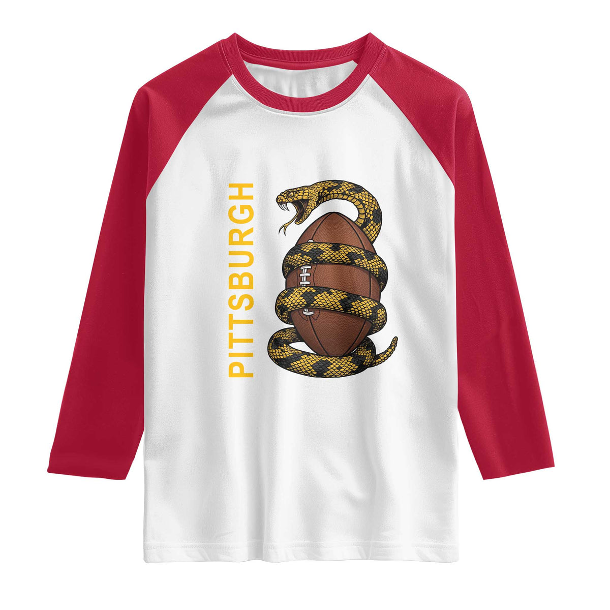 Vintage Black And Gold Rattlesnake Raglan Shirt Pittsburgh Sports Fan
