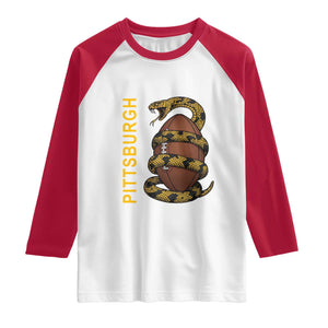 Vintage Black And Gold Rattlesnake Raglan Shirt Pittsburgh Sports Fan