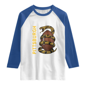 Vintage Black And Gold Rattlesnake Raglan Shirt Pittsburgh Sports Fan