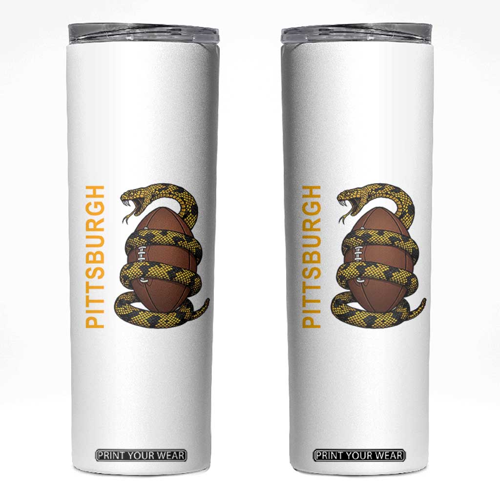 Vintage Black And Gold Rattlesnake Skinny Tumbler Pittsburgh Sports Fan
