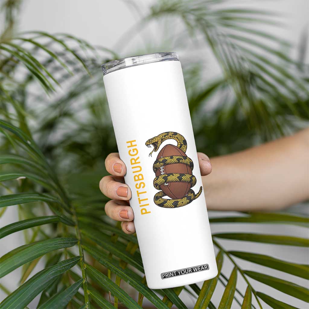 Vintage Black And Gold Rattlesnake Skinny Tumbler Pittsburgh Sports Fan