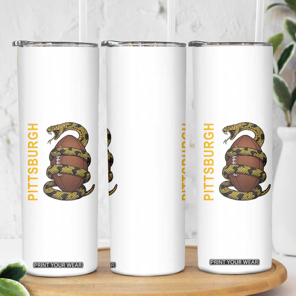 Vintage Black And Gold Rattlesnake Skinny Tumbler Pittsburgh Sports Fan