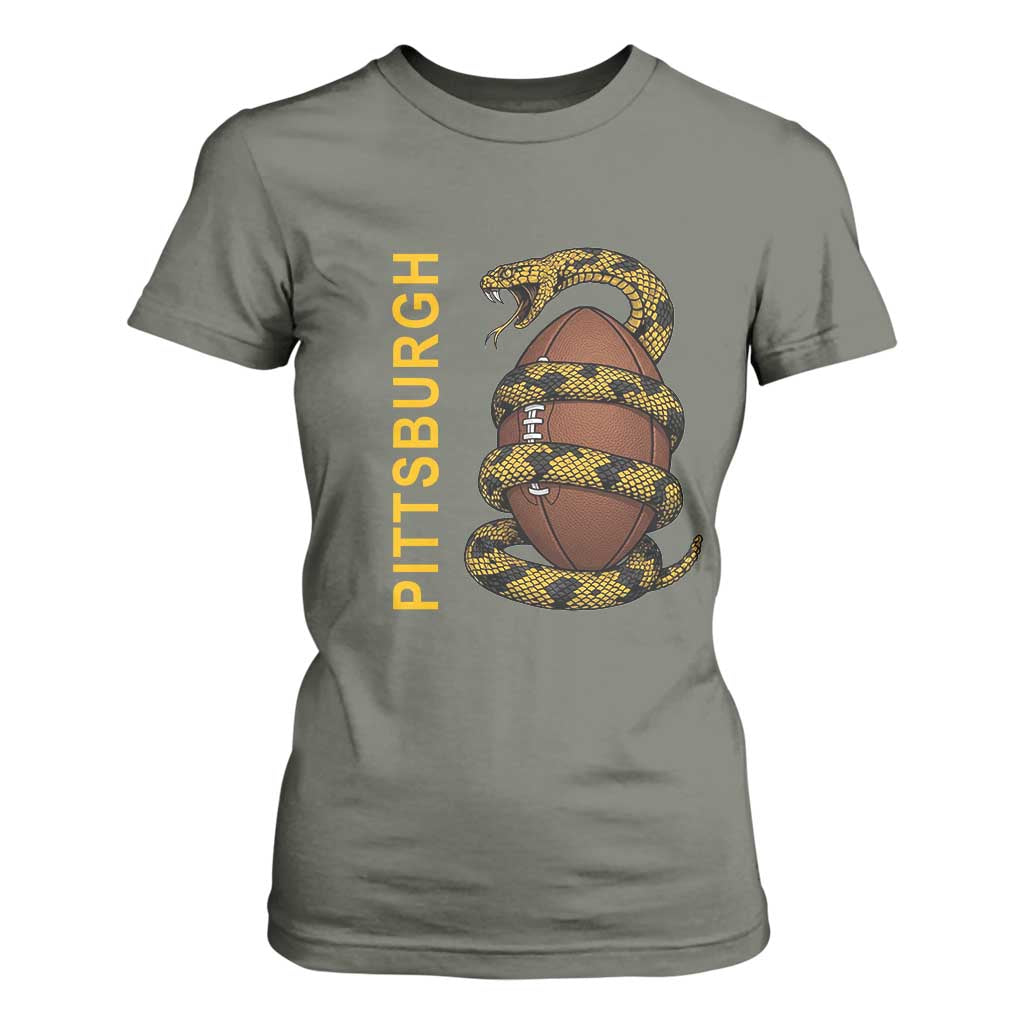 Vintage Black And Gold Rattlesnake T Shirt For Women Pittsburgh Sports Fan