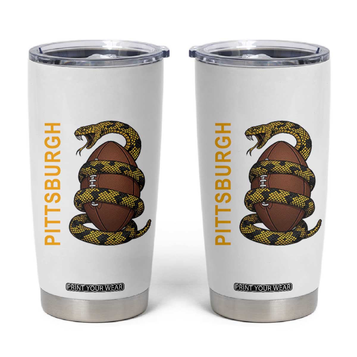 Vintage Black And Gold Rattlesnake Tumbler Cup Pittsburgh Sports Fan