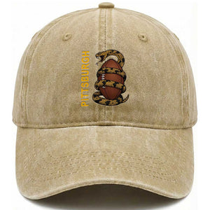 Vintage Black And Gold Rattlesnake Washed Cotton Baseball Cap Pittsburgh Sports Fan