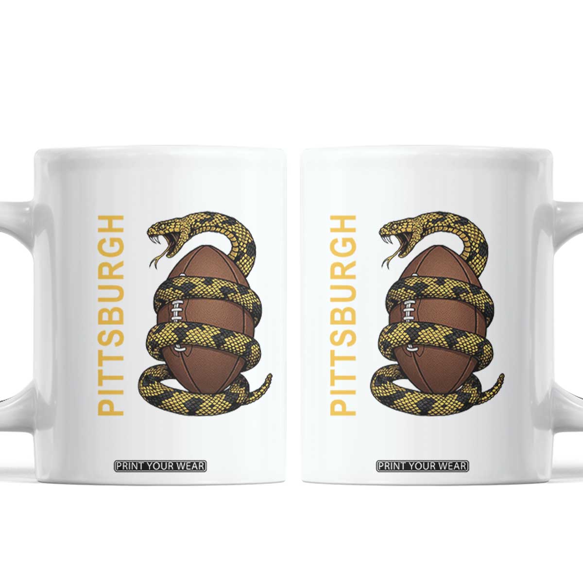 Vintage Black And Gold Rattlesnake Coffee Mug Pittsburgh Sports Fan TS12 White Print Your Wear